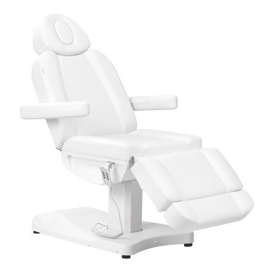 Elektrische behandelstoel Azzurro 803D met 3 motoren in wit voor cosmetische behandelingen, pedicure en salonwerk