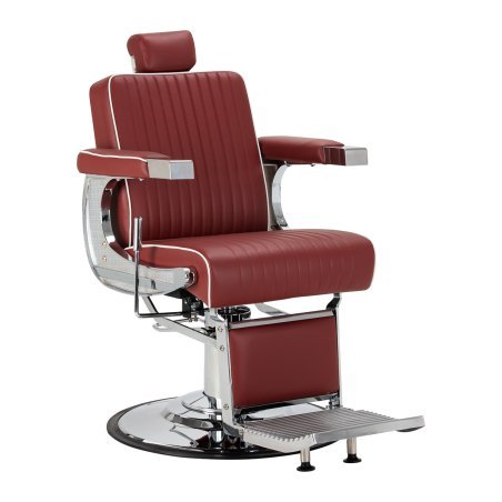 Professionele barberstoel Gabbiano Visionerio rood met chroom frame voor barbering, scheerbehandelingen en herensalons