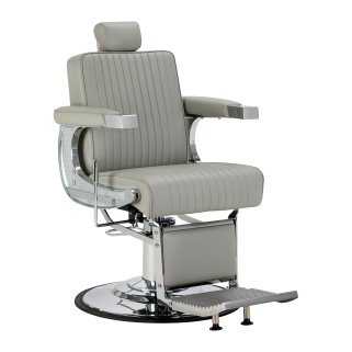 Professionele barberstoel Gabbiano Visionerio grijs met chroom frame voor barbering en dagelijks salonwerk