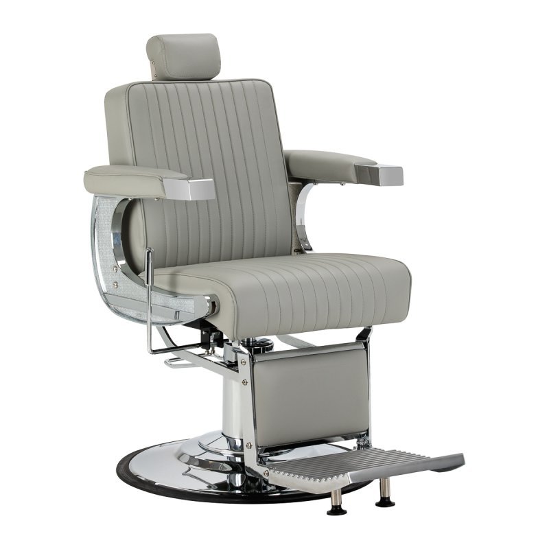 Professionele barberstoel Gabbiano Visionerio grijs met chroom frame voor barbering en dagelijks salonwerk Professionele barberstoel Gabbiano Visionerio grijs met chroom frame voor barbering en dagelijks salonwerk