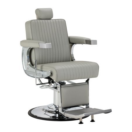 Professionele barberstoel Gabbiano Visionerio grijs met chroom frame voor barbering en dagelijks salonwerk