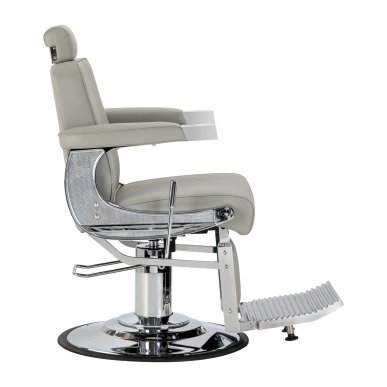Professionele barberstoel Gabbiano Visionerio grijs met chroom frame voor barbering en dagelijks salonwerk