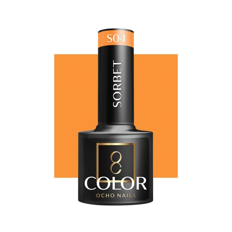 Hybride nagellak Ocho Nails Sorbet S04 5 g met intense zomerkleur, glans en duurzame styling voor salon en thuis