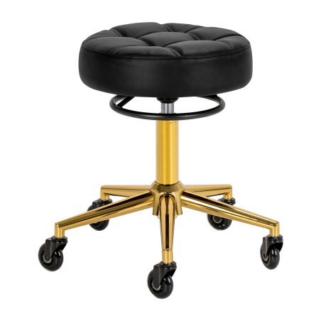 Professionele kapperskruk Gabbiano D054G zwart-goud voor ergonomisch dagelijks werk in kapsalon en beautypraktijk