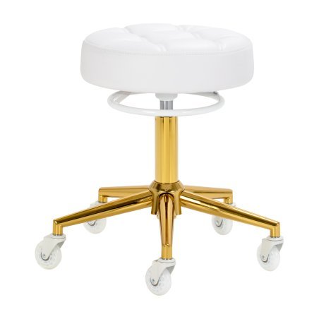 Professionele kapperskruk Gabbiano D054G wit goud voor professioneel ergonomisch werk en dagelijks comfort in de kapsalon