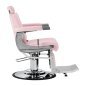 Barberstoel Gabbiano Visionerio roze met chroom frame voor professionele barbering, scheerbehandelingen en herensalons