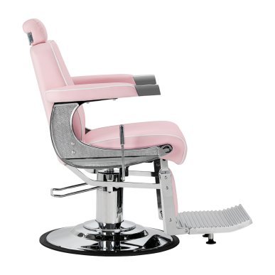 Barberstoel Gabbiano Visionerio roze met chroom frame voor professionele barbering, scheerbehandelingen en herensalons