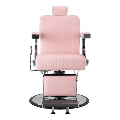 Barberstoel Gabbiano Visionerio roze met chroom frame voor professionele barbering, scheerbehandelingen en herensalons