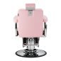 Barberstoel Gabbiano Visionerio roze met chroom frame voor professionele barbering, scheerbehandelingen en herensalons