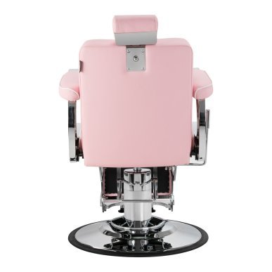 Barberstoel Gabbiano Visionerio roze met chroom frame voor professionele barbering, scheerbehandelingen en herensalons