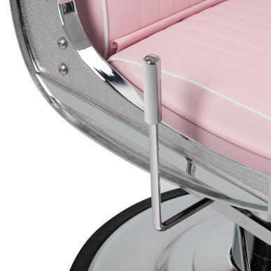 Barberstoel Gabbiano Visionerio roze met chroom frame voor professionele barbering, scheerbehandelingen en herensalons