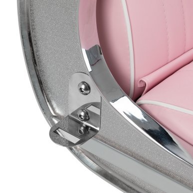 Barberstoel Gabbiano Visionerio roze met chroom frame voor professionele barbering, scheerbehandelingen en herensalons