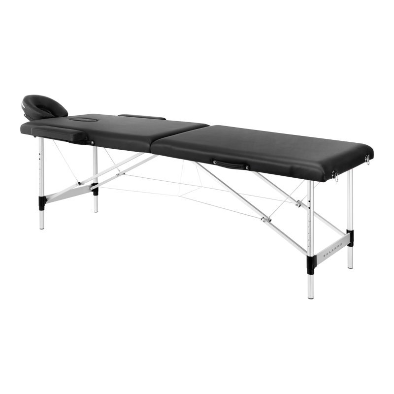 Inklapbare aluminium massagetafel BALANCE met 2 segmenten in zwart voor massage, fysiotherapie en mobiele behandelingen Inklapbare aluminium massagetafel BALANCE met 2 segmenten in zwart voor massage, fysiotherapie en mobiele behandelingen
