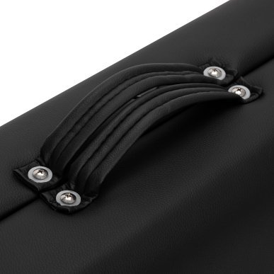 Inklapbare aluminium massagetafel BALANCE met 2 segmenten in zwart voor massage, fysiotherapie en mobiele behandelingen