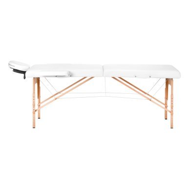 Inklapbare houten massagetafel BALANCE met 2 segmenten in wit voor massage, fysiotherapie en mobiele behandelingen