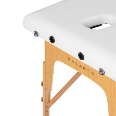 Inklapbare houten massagetafel BALANCE met 2 segmenten in wit voor massage, fysiotherapie en mobiele behandelingen