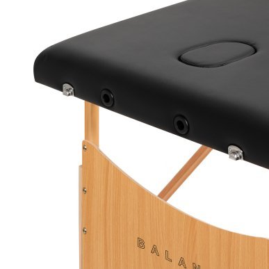 Inklapbare houten massagetafel BALANCE zwart voor massage, fysiotherapie en mobiele behandelingen in salon en praktijk