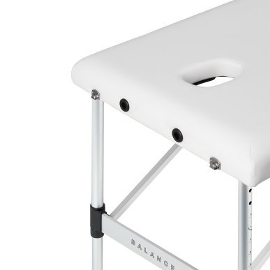 Inklapbare massagetafel BALANCE met 3 segmenten, wit, voor massage, fysiotherapie en mobiele behandelingen in de praktijk