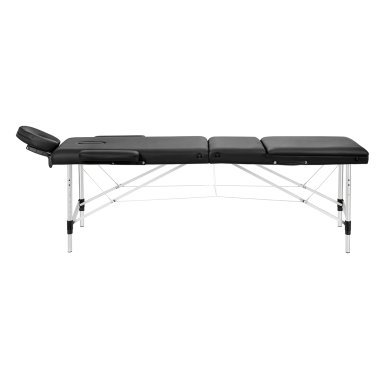 Inklapbare massagetafel BALANCE aluminium 3 segmenten zwart voor massage, fysiotherapie en mobiele behandelingen