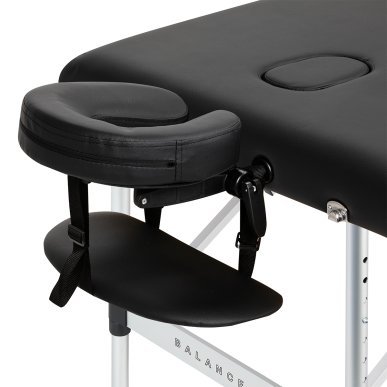 Inklapbare massagetafel BALANCE aluminium 3 segmenten zwart voor massage, fysiotherapie en mobiele behandelingen