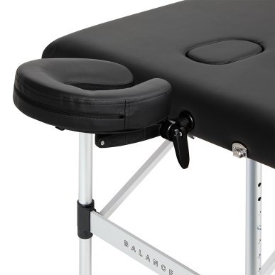 Inklapbare massagetafel BALANCE aluminium 3 segmenten zwart voor massage, fysiotherapie en mobiele behandelingen