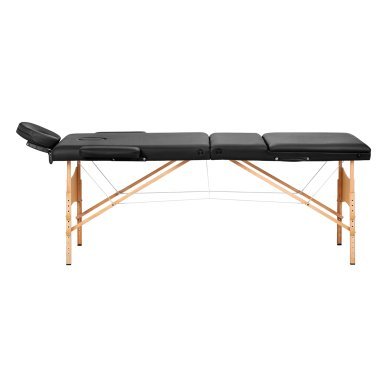 Inklapbare houten massagetafel BALANCE met 3 segmenten, zwart, voor massage en mobiele fysiotherapie