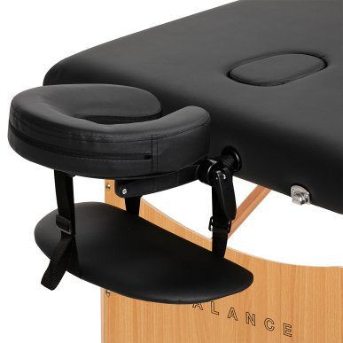 Inklapbare houten massagetafel BALANCE met 3 segmenten, zwart, voor massage en mobiele fysiotherapie