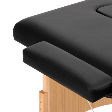 Inklapbare houten massagetafel BALANCE met 3 segmenten, zwart, voor massage en mobiele fysiotherapie
