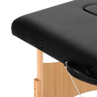 Inklapbare houten massagetafel BALANCE met 3 segmenten, zwart, voor massage en mobiele fysiotherapie