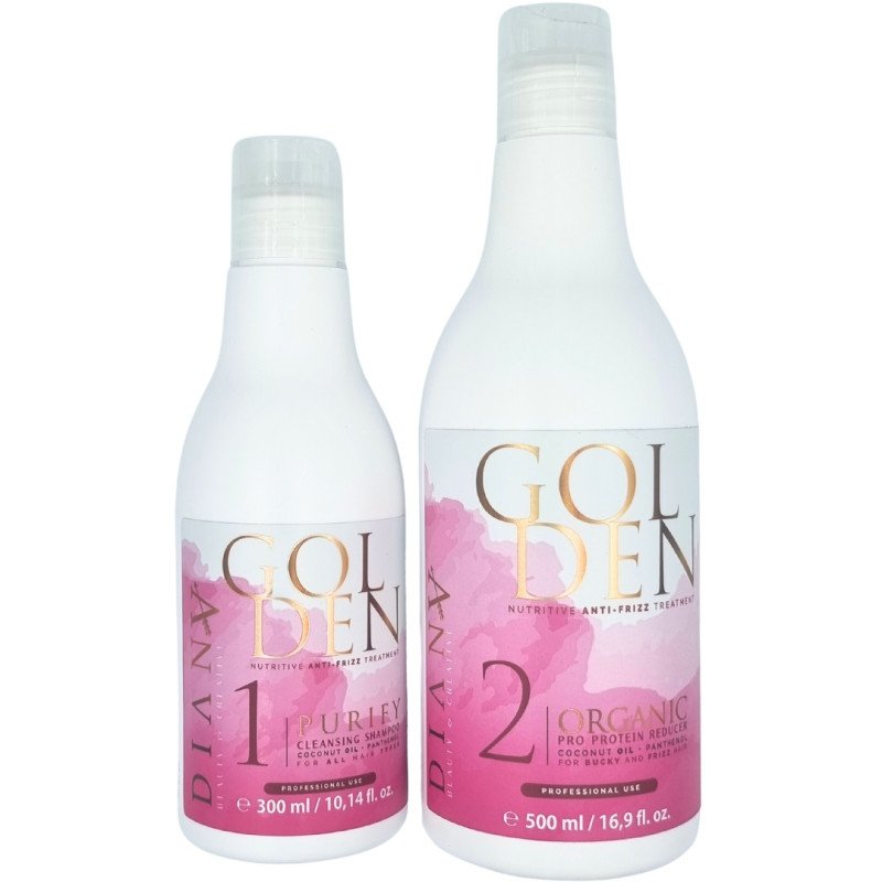 Proteïne ontkrulbehandeling Golden Professional 500ml + 300ml voor glad, stijl en gevoed haar zonder formaldehyde