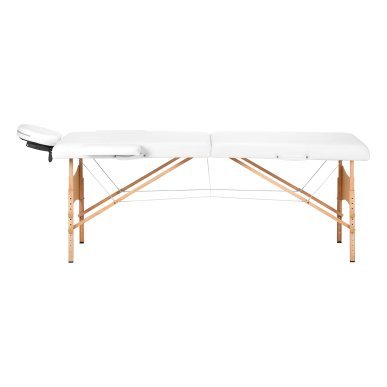Inklapbare houten massagetafel BALANCE met 2 segmenten, 190x70 cm, wit voor massage, fysiotherapie en salonwerk