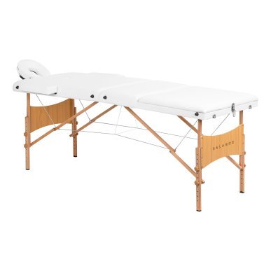 Houten massagetafel BALANCE met 3 segmenten, 190x70 cm, wit voor massage en fysiotherapie en mobiele behandelingen
