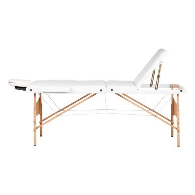 Houten massagetafel BALANCE met 3 segmenten, 190x70 cm, wit voor massage en fysiotherapie en mobiele behandelingen