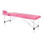 Inklapbare aluminium massagetafel BALANCE met 2 segmenten in roze voor massage, fysiotherapie en mobiele behandelingen