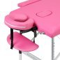 Inklapbare aluminium massagetafel BALANCE met 2 segmenten in roze voor massage, fysiotherapie en mobiele behandelingen