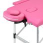 Inklapbare aluminium massagetafel BALANCE met 2 segmenten in roze voor massage, fysiotherapie en mobiele behandelingen