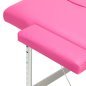 Inklapbare aluminium massagetafel BALANCE met 2 segmenten in roze voor massage, fysiotherapie en mobiele behandelingen