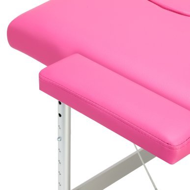 Inklapbare aluminium massagetafel BALANCE met 2 segmenten in roze voor massage, fysiotherapie en mobiele behandelingen