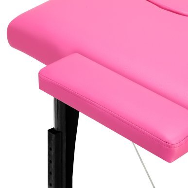Inklapbare houten massagetafel BALANCE met 2 segmenten in roze en zwart voor massage, fysiotherapie en mobiele behandelingen