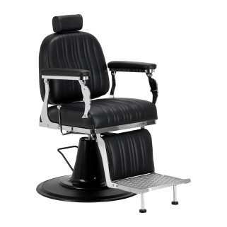 Professionele barberstoel Gabbiano Elias zwart voor barbering, scheerbehandelingen en herensalons met hoog werkcomfort