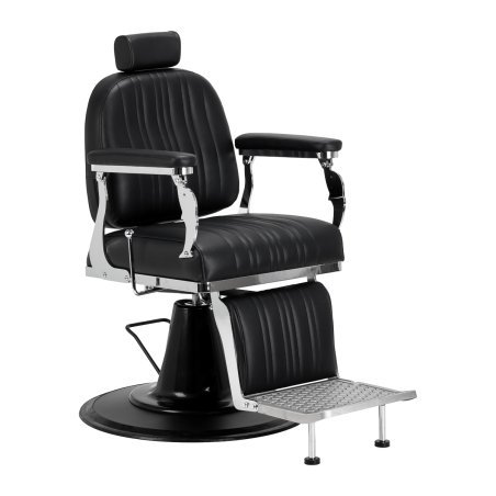 Professionele barberstoel Gabbiano Elias zwart voor barbering, scheerbehandelingen en herensalons met hoog werkcomfort