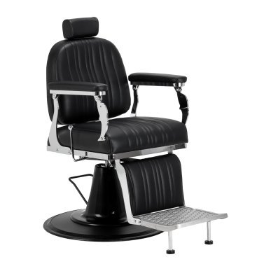 Professionele barberstoel Gabbiano Elias zwart voor barbering, scheerbehandelingen en herensalons met hoog werkcomfort