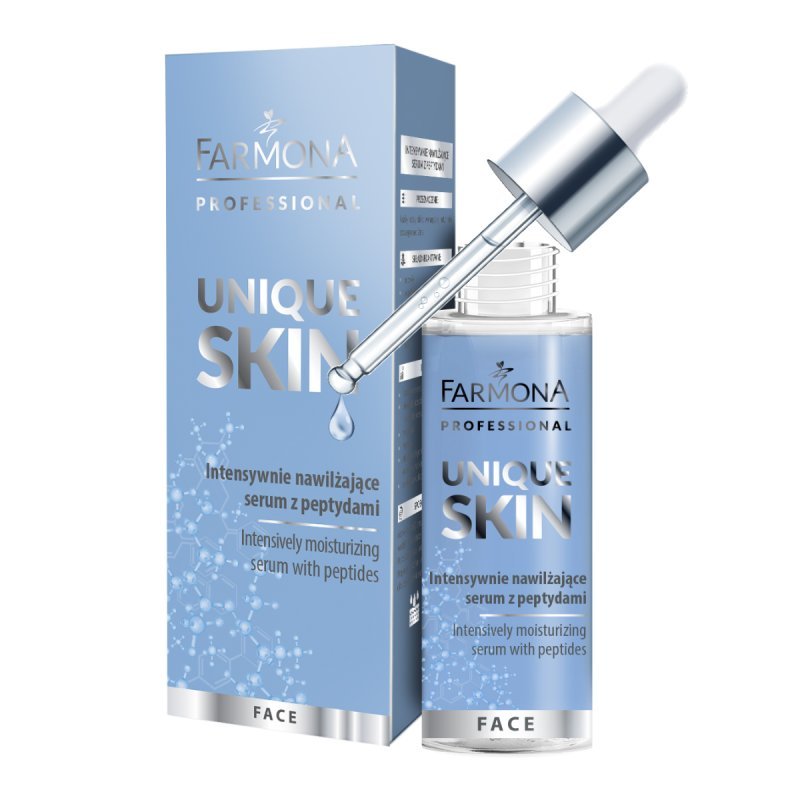 Gezichtsserum Farmona UNIQUE SKIN 30 ml met peptiden voor intensieve hydratatie en verzorging van gezicht, hals en decolleté