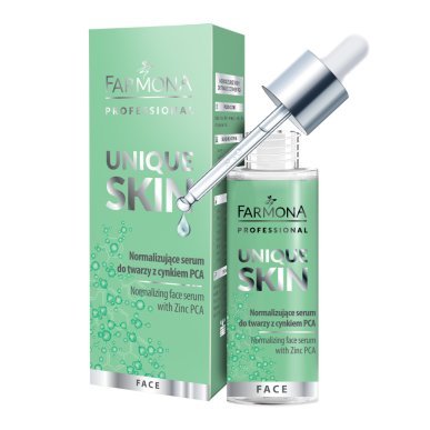 Normaliserend gezichtsserum Farmona UNIQUE SKIN met Zinc PCA 30 ml voor professionele verzorging van gezicht, hals en decolleté
