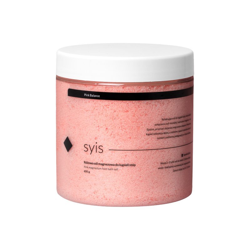 Magnesium voetbadzout SYIS Pink Balance 600 g voor professionele pedicure en comfortabele verzorging in de salon