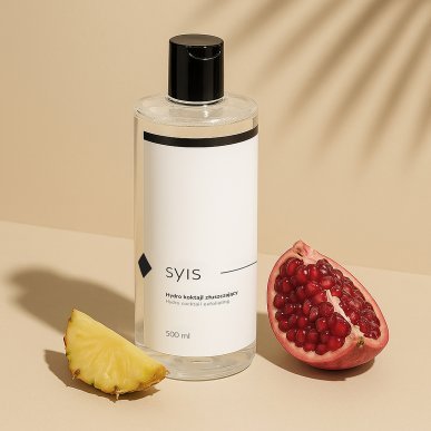 Exfoliërende cocktail SYIS Hydro 500 ml voor AHA-exfoliatie en waterstofreiniging, gladde en stralende huid