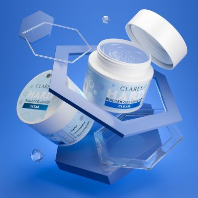 Builder gel CLARESA Hard&Easy Clear 45g voor nagelopbouw, verlenging en versteviging met zelfnivellerende formule