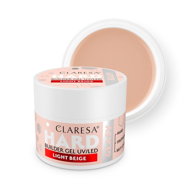 Builder gel CLARESA Hard&Easy Light Beige 45g voor nagelopbouw, verlenging en versteviging met zelfnivellerende textuur Builder gel CLARESA Hard&Easy Light Beige 45g voor nagelopbouw, verlenging en versteviging met zelfnivellerende textuur