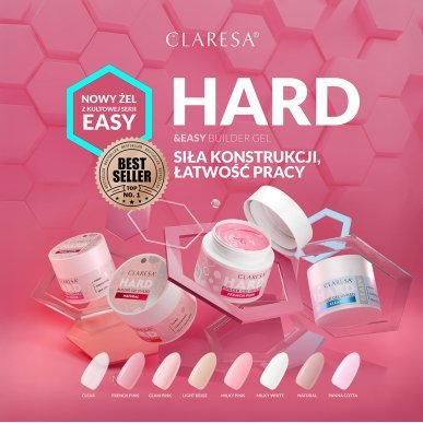 Buildergel Claresa Hard&Easy Panna Cotta 45 g voor nagelversterking en verlenging in professionele nagelstudio
