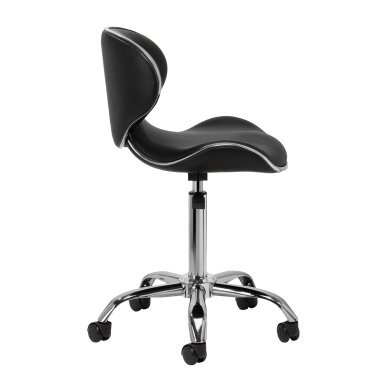 Professionele cosmetische kruk Gabbiano Q-4599 zwart V2 met rugleuning, gasveer en wielen, tweede categorie voor salon